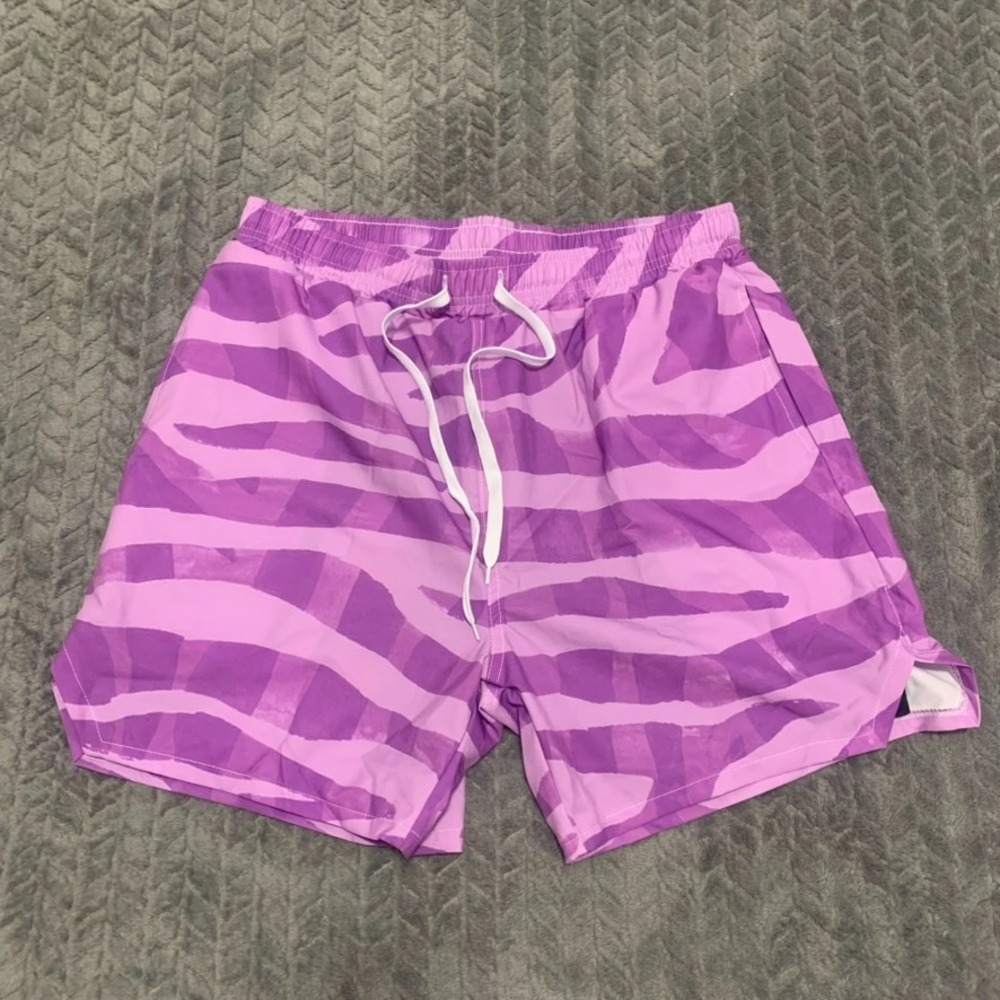 OUKU Men's Swim Trunks Size L Purple Pink Animal Zebra‎ Print Board Shorts NWT